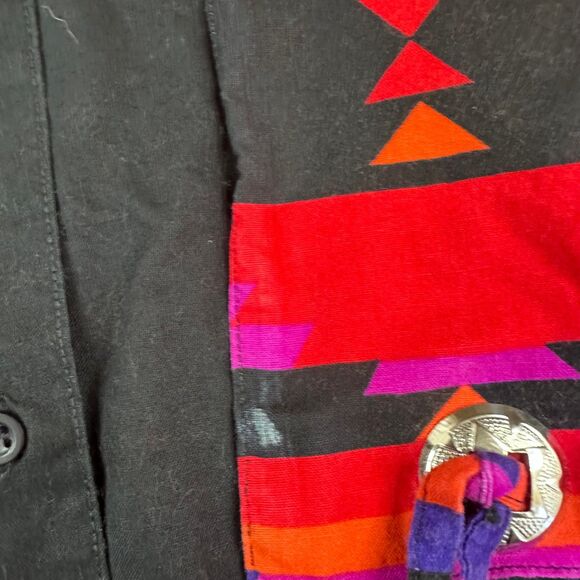 Wrangler Western Shirt Aztec Panel Black Long Sleeve Men’s Small - Picture 5 of 5